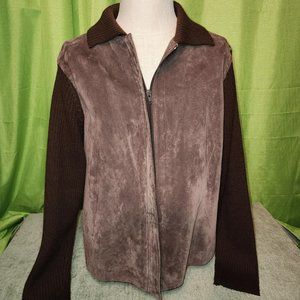 Clothes by Revue brown Suede & knit light weight jacket